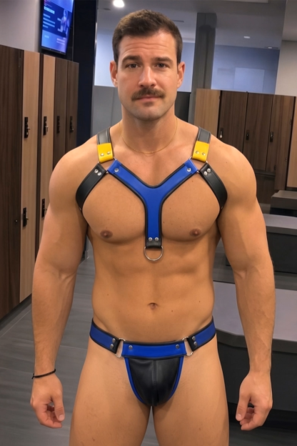 Men’s Blue Black Yellow Contrast Harness Set