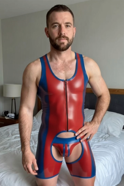 Joylgbt‘s Aero-Dynamic PU Leather Bodysuit with Open Crotch & Rear
