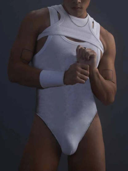 Men's Irregular Tank Top Jockstraps Set