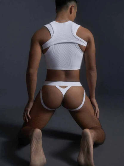 Men's Irregular Tank Top Jockstraps Set