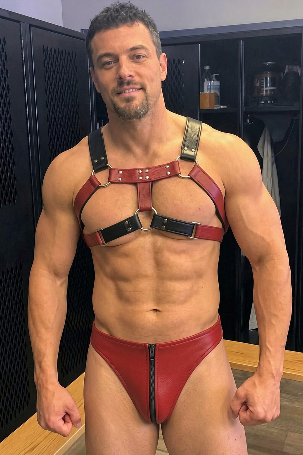 Joylgbt Men’s Burgundy Harness Brief Set