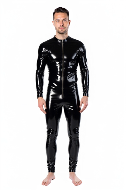 Joylgbt‘s Men's Black PU Leather Full Body Suit