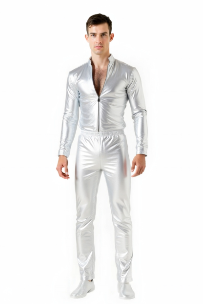 JoyLgbt Dazzling Silver Metallic Jumpsuit - Command the Spotlight