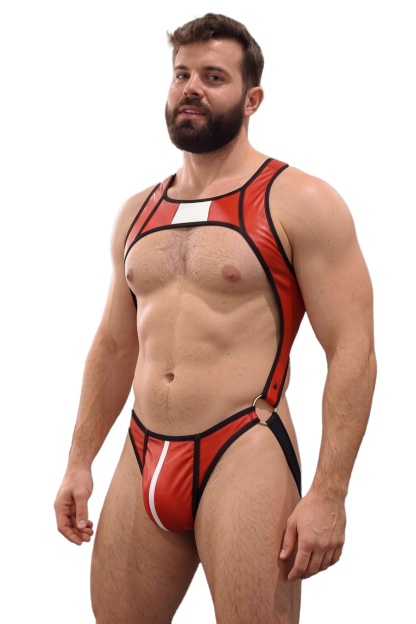 Joylgbt Men’s Red Cut-Out Bodysuit Briefs