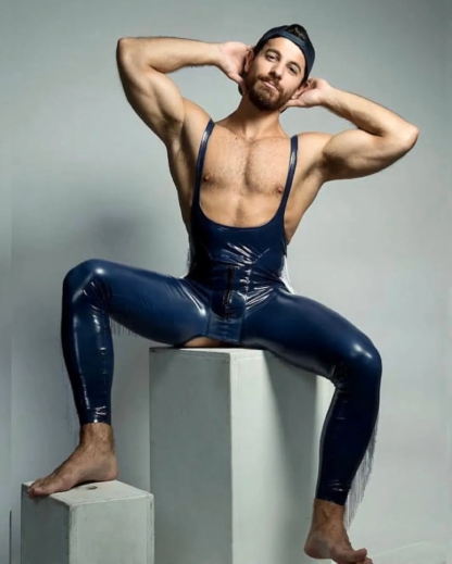 Bold Red Cutout Leather Jumpsuit