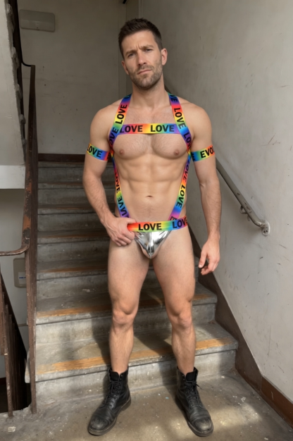 Joylgbt Men’s Rainbow Logo Elastic Harness Set
