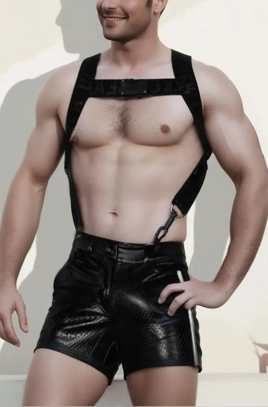 Luxury Double-Processed Leather Harness Shorts