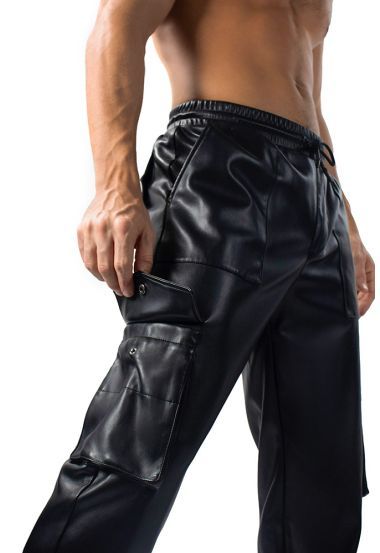 Luxury Meets Utility:  Faux Leather Cargo Joggers