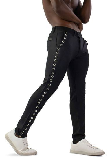 Grommet Side Stripe Slim Fit Pants