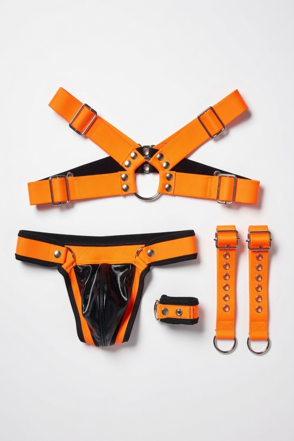 Men’s Neon Orange & Black Harness Accessory Brief Set