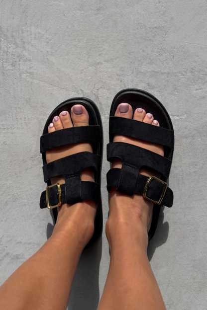 WOMENS LADIES SUMMER FLATFORM STRAP SLIDERS SLIP ON SANDALS