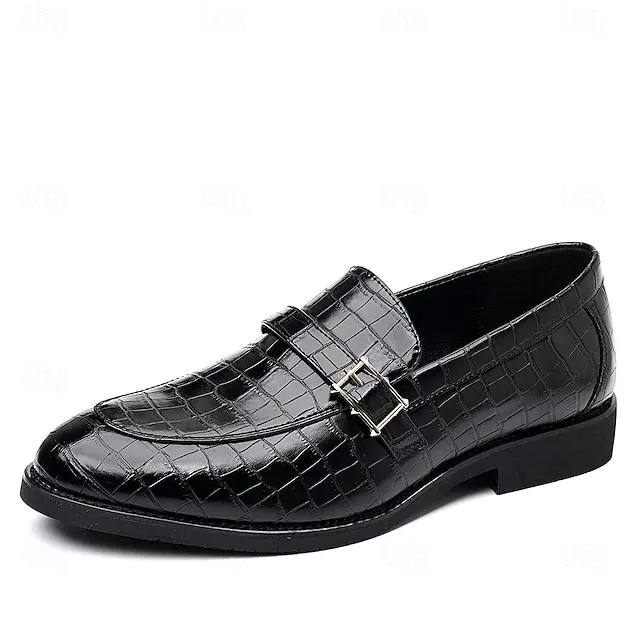 Men's Dark Brown Faux Leather Crocodile Pattern Loafers
