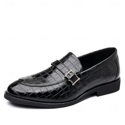 Men's Dark Brown Faux Leather Crocodile Pattern Loafers