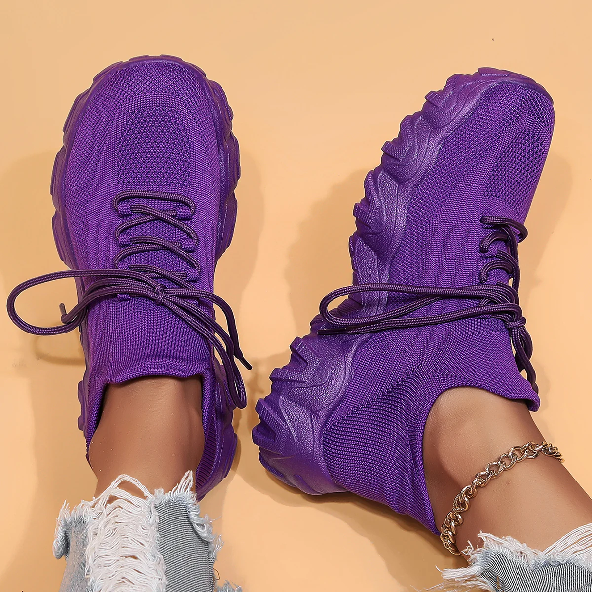 Breathable Fly-Knit Socks Women's Sports Shoes