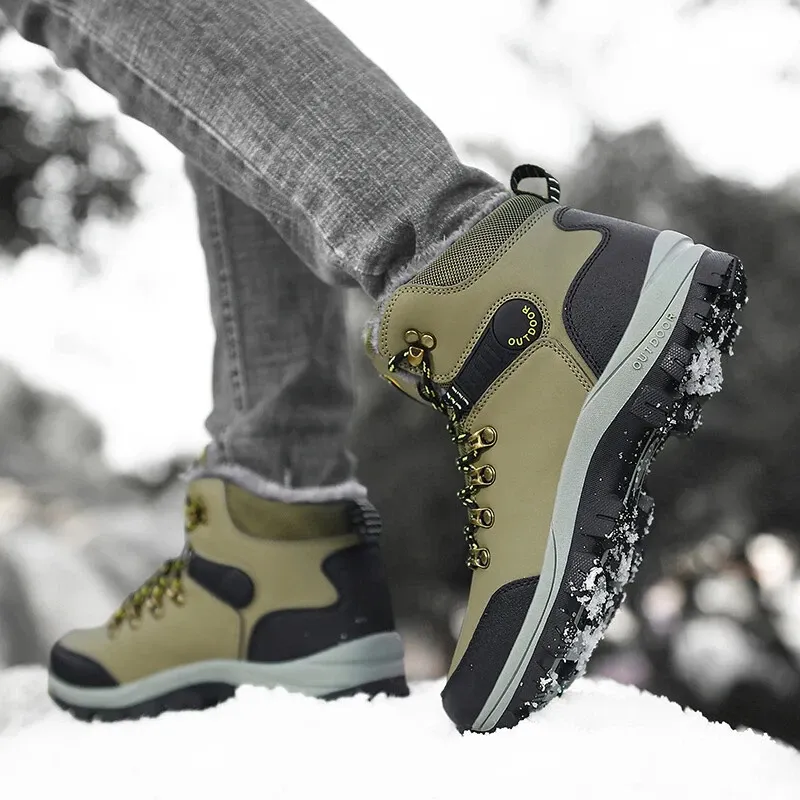 Outdoor Wear- Resistant Hiking Shoes Men Padded High-top Warm Casual Snow Boots