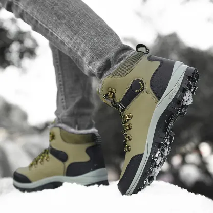 Outdoor Wear- Resistant Hiking Shoes Men Padded High-top Warm Casual Snow Boots