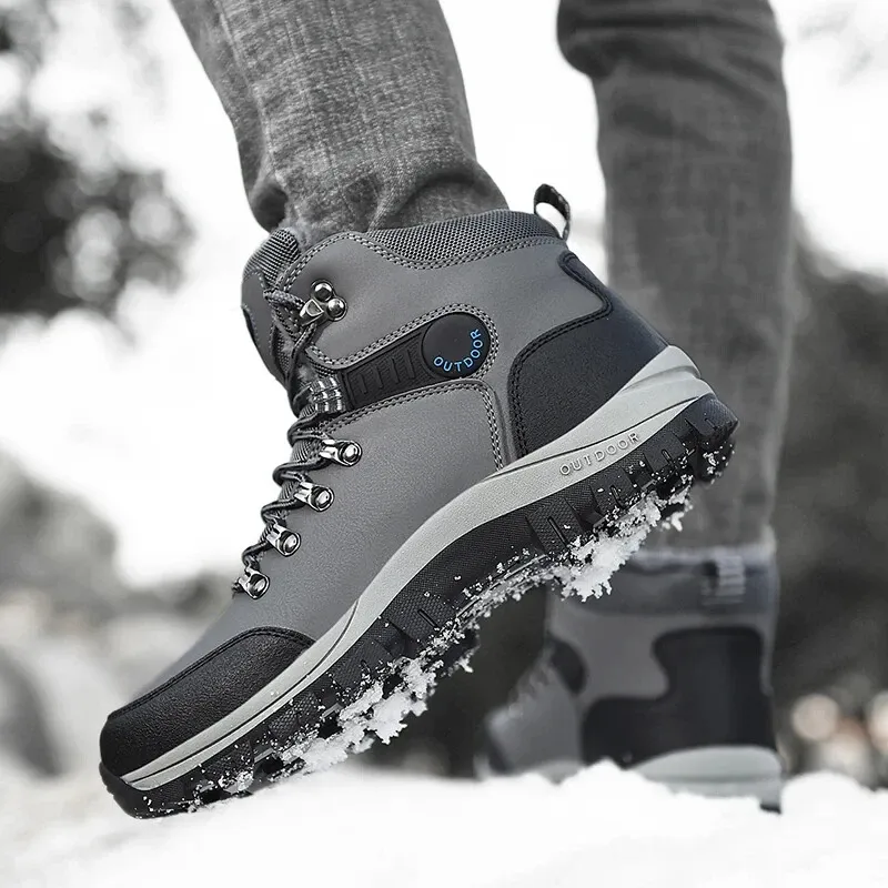 Outdoor Wear- Resistant Hiking Shoes Men Padded High-top Warm Casual Snow Boots