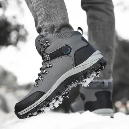 Outdoor Wear- Resistant Hiking Shoes Men Padded High-top Warm Casual Snow Boots