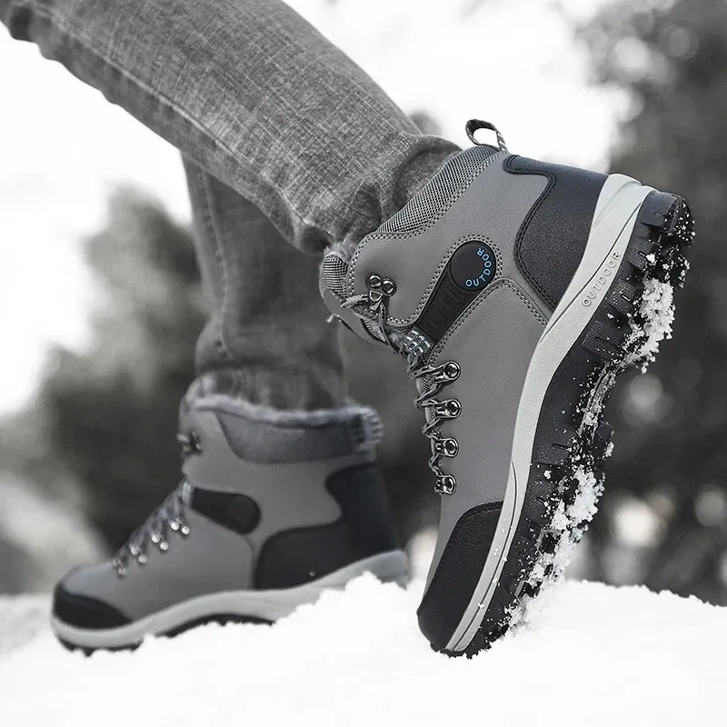 Outdoor Wear- Resistant Hiking Shoes Men Padded High-top Warm Casual Snow Boots