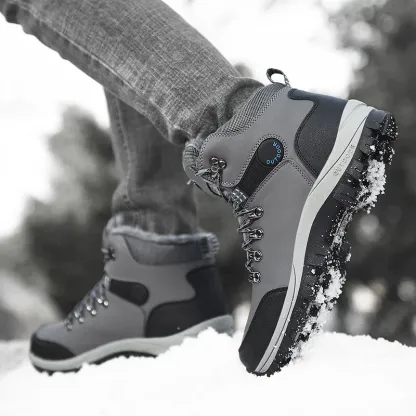 Outdoor Wear- Resistant Hiking Shoes Men Padded High-top Warm Casual Snow Boots