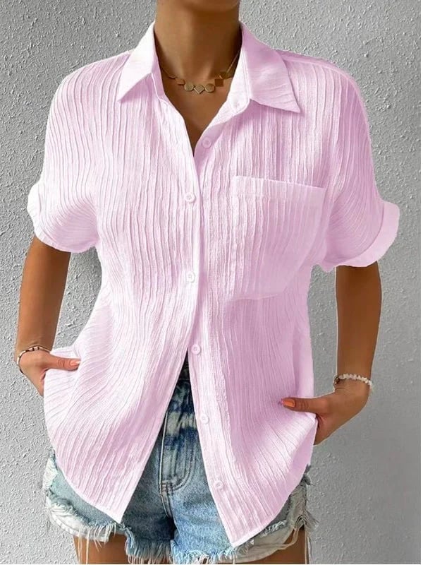 Women's Button Placket Casual Cotton Shirt