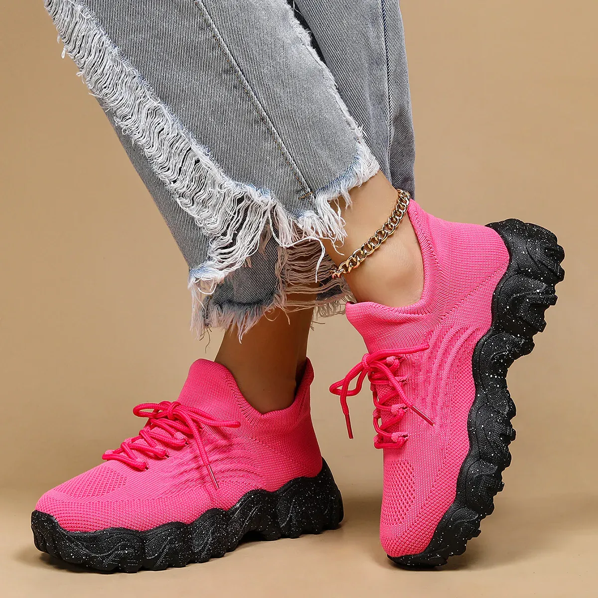 Breathable Fly-Knit Socks Women's Sports Shoes