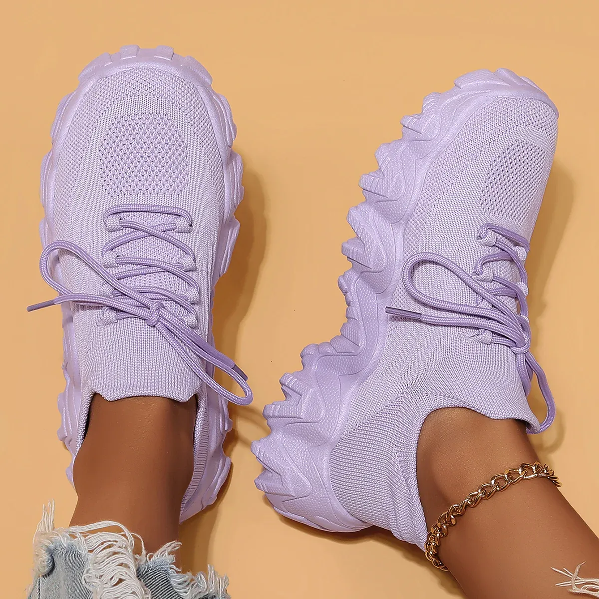 Breathable Fly-Knit Socks Women's Sports Shoes