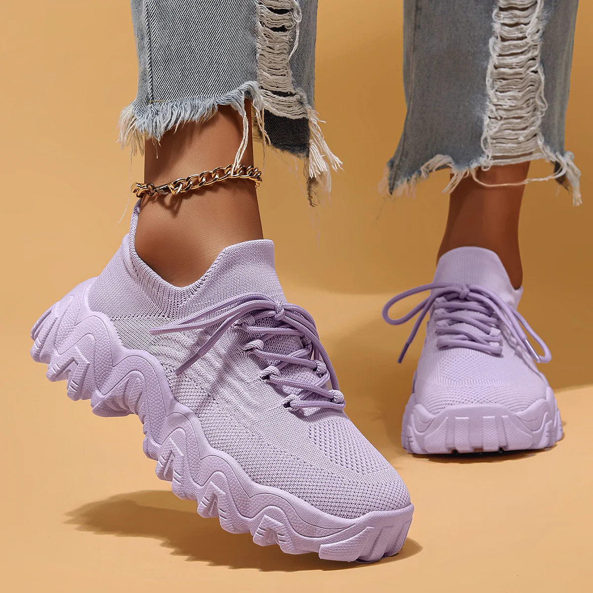 Breathable Fly-Knit Socks Women's Sports Shoes