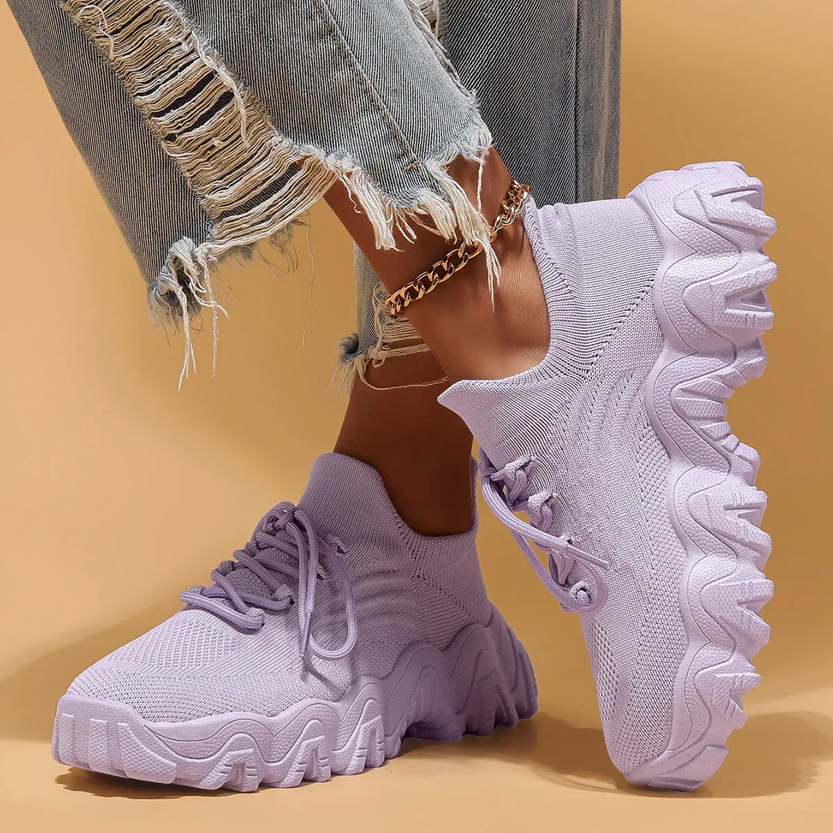 Breathable Fly-Knit Socks Women's Sports Shoes