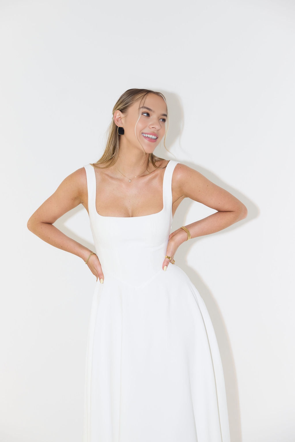 Muse Low Waist Square Neck Midi Dress