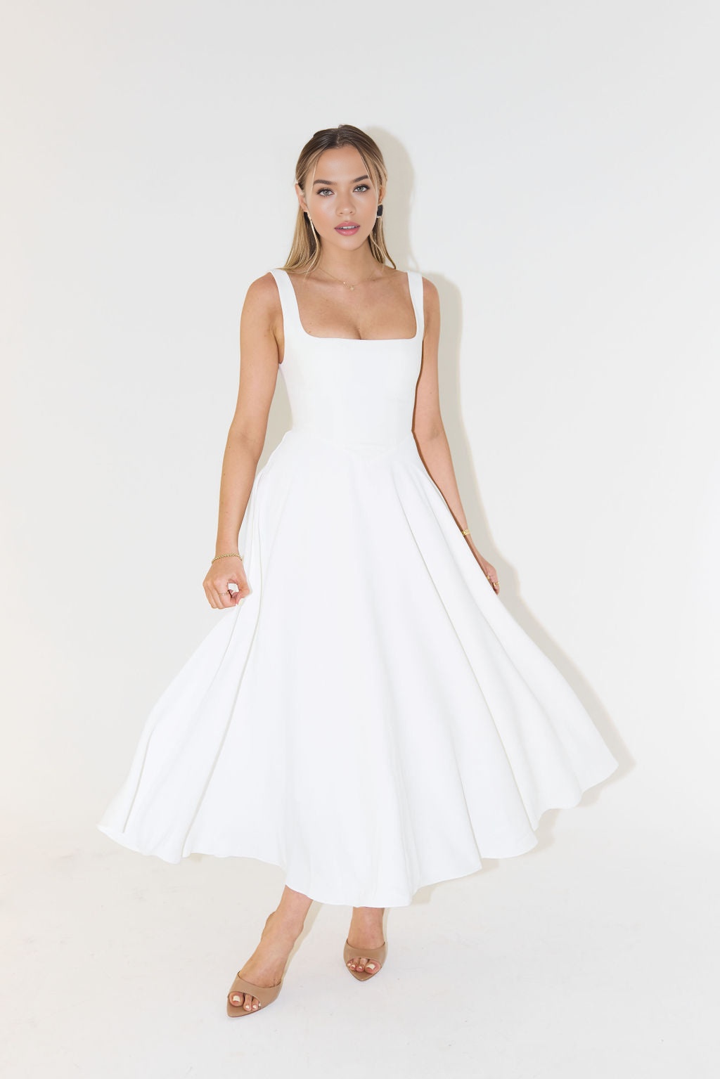 Muse Low Waist Square Neck Midi Dress