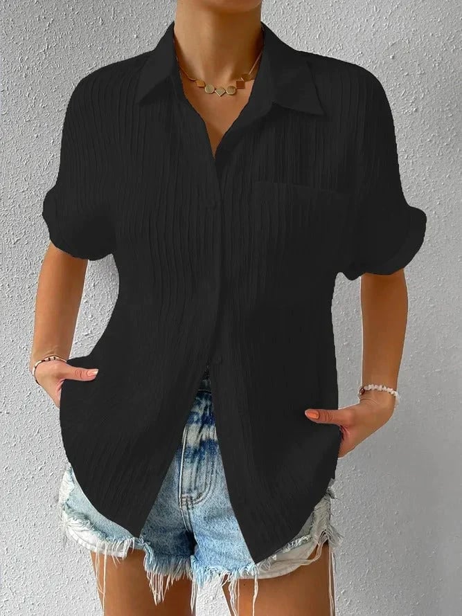 Women's Button Placket Casual Cotton Shirt