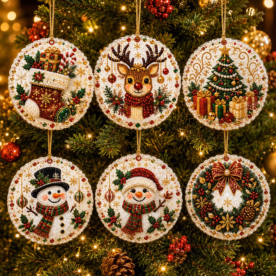 🔥Only $19.99 Last Day Promotion!🎄Christmas DIY Diamond Painting Ornaments Kit (6 PCS)🎅