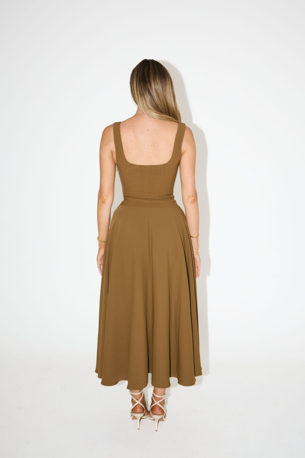 Muse Low Waist Square Neck Midi Dress