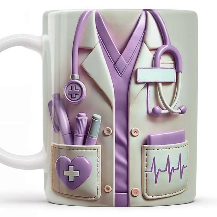 Medical Appreciation Design With Stethoscope and Pocket Details - Personalized Custom Coffee Mug