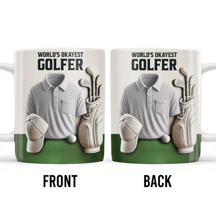 World's Okayest Golfer, Golf Shirt, Golf Clubs, Golf Cap - Personalized Custom Coffee Mug 