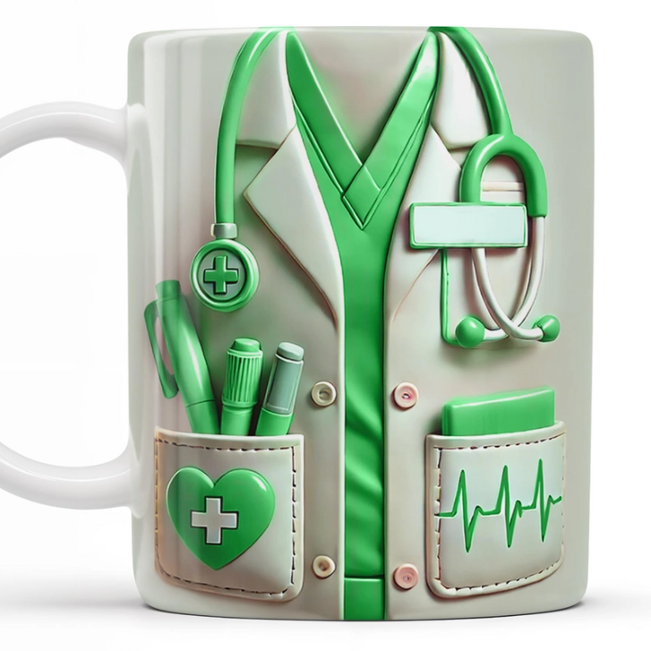 Medical Appreciation Design With Stethoscope and Pocket Details - Personalized Custom Coffee Mug