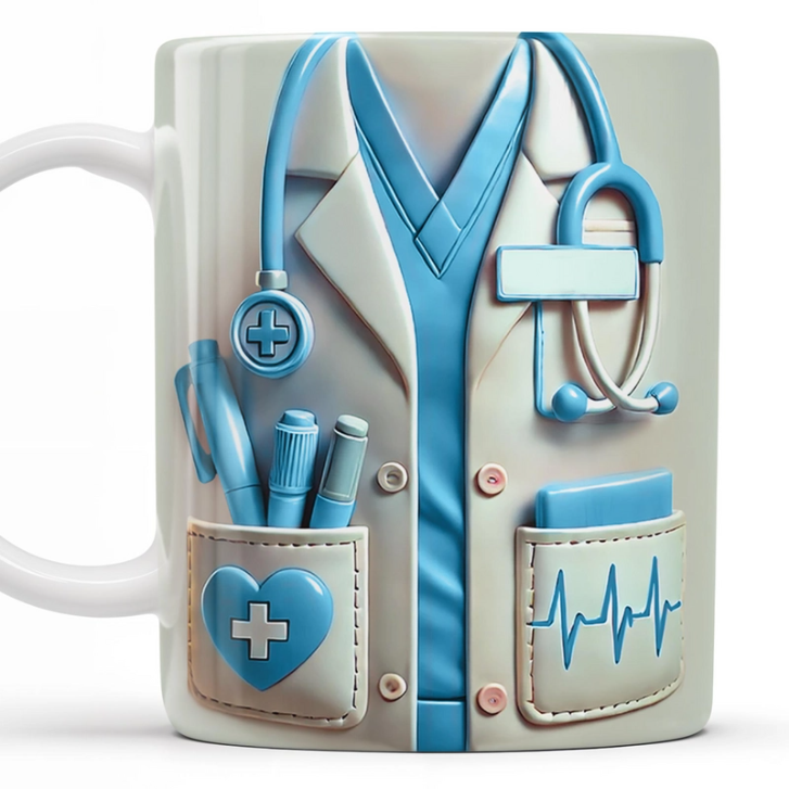 Medical Appreciation Design With Stethoscope and Pocket Details - Personalized Custom Coffee Mug
