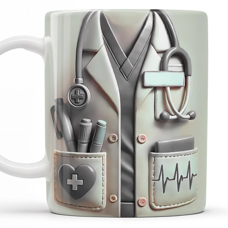 Medical Appreciation Design With Stethoscope and Pocket Details - Personalized Custom Coffee Mug