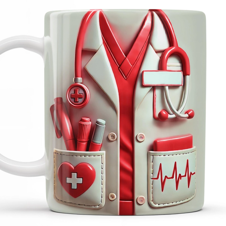 Medical Appreciation Design With Stethoscope and Pocket Details - Personalized Custom Coffee Mug
