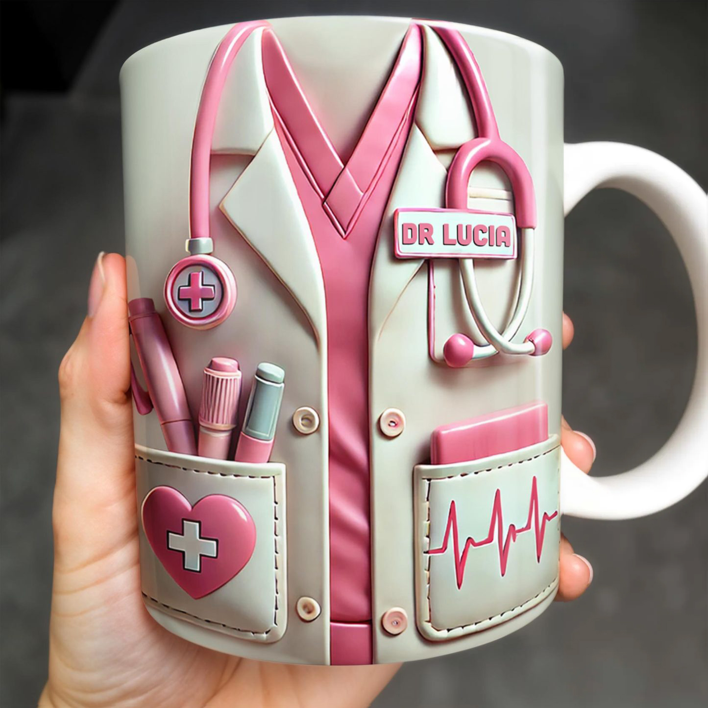 Medical Appreciation Design With Stethoscope and Pocket Details - Personalized Custom Coffee Mug