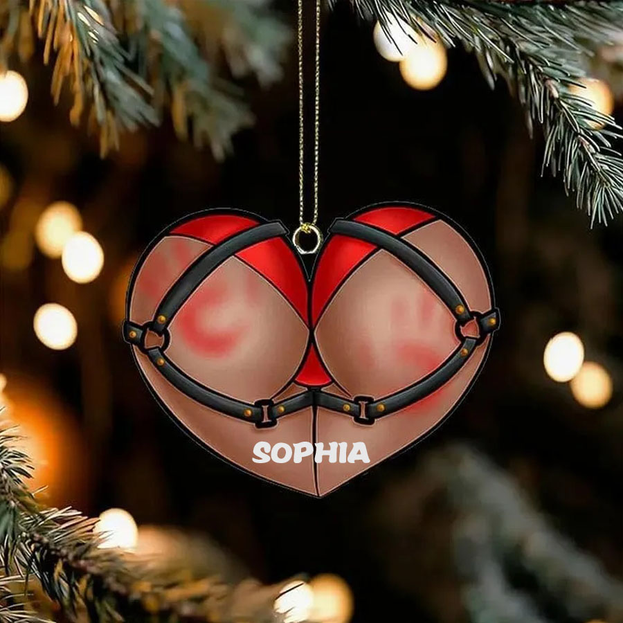 Naughty Heart Harness Ornament - Personalized Christmas Gifts For Couples