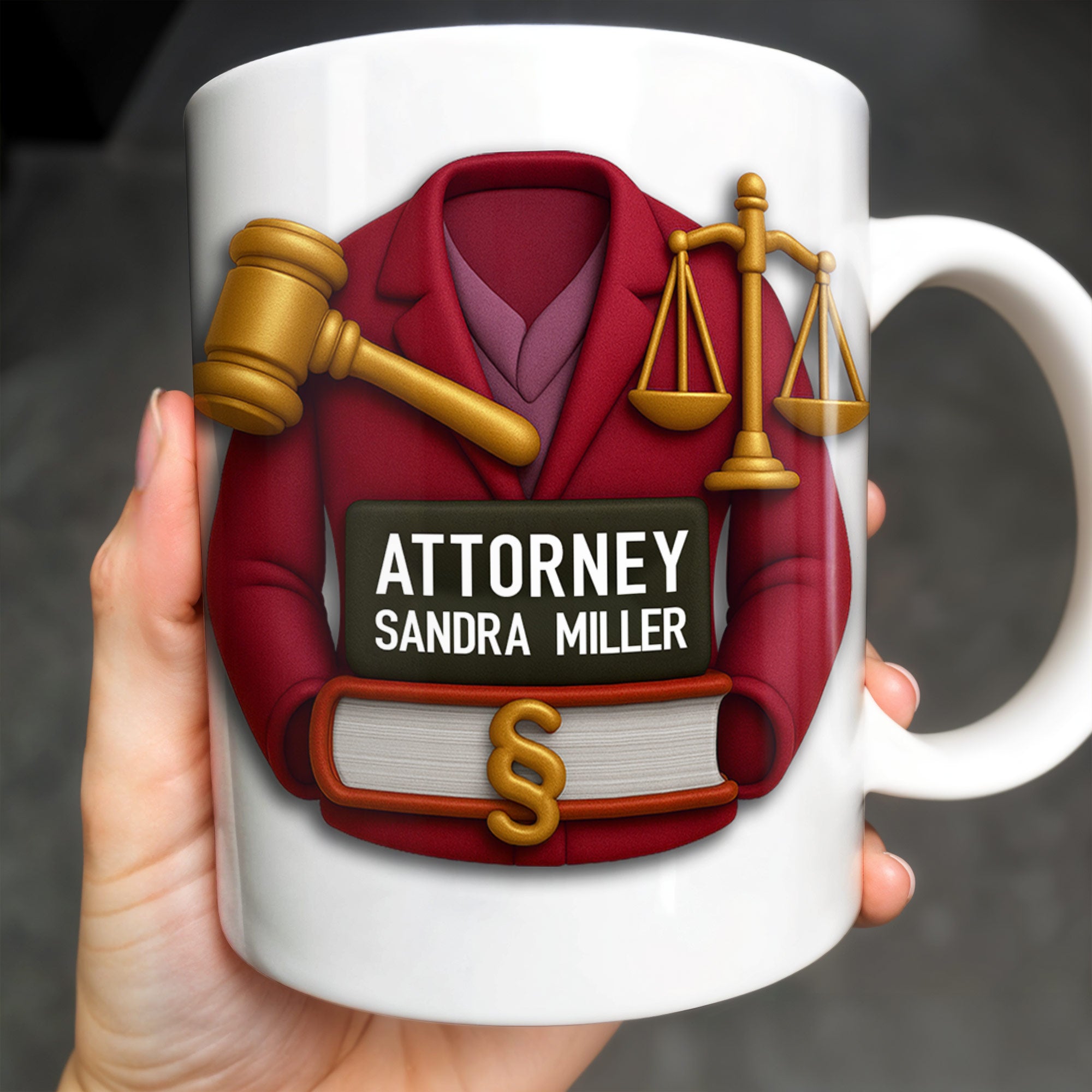 Attorney Sandra Miller, Gavel, Scales Of Justice And Law Books