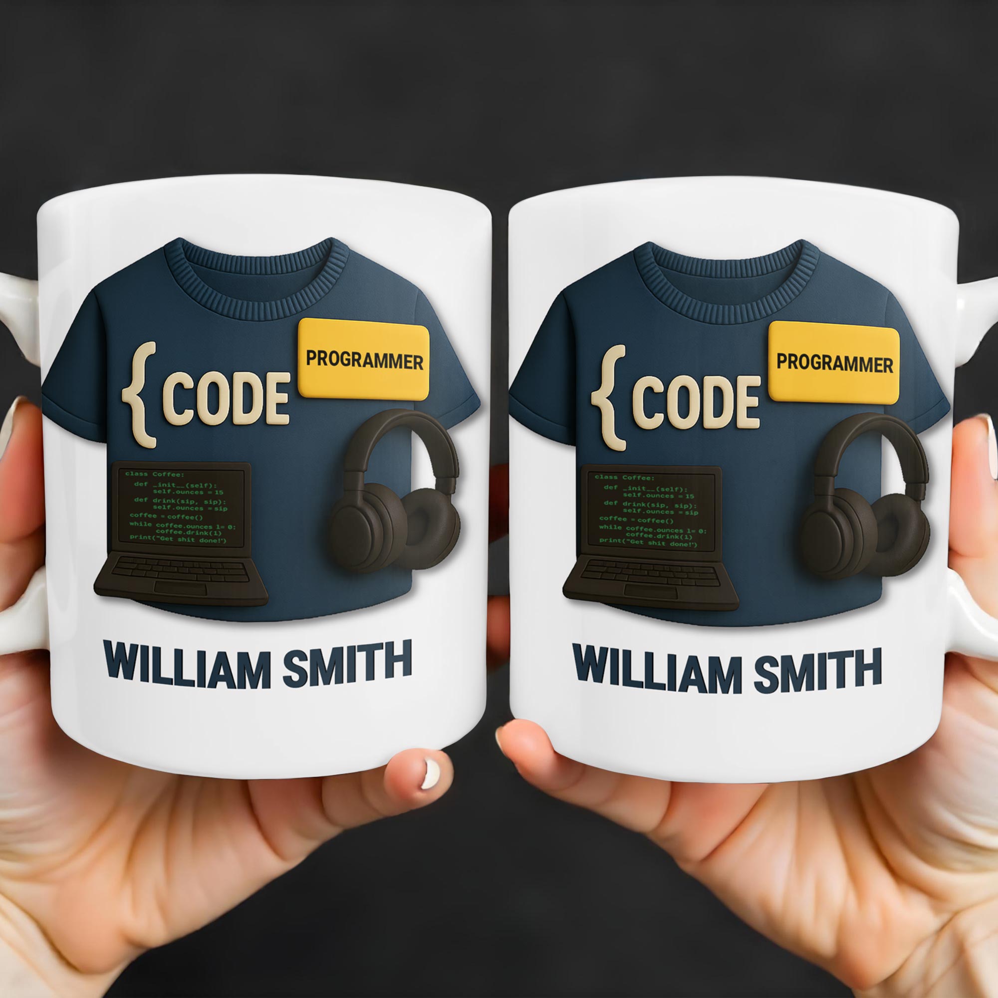 { CODE } Programmer, Laptop and Headphones