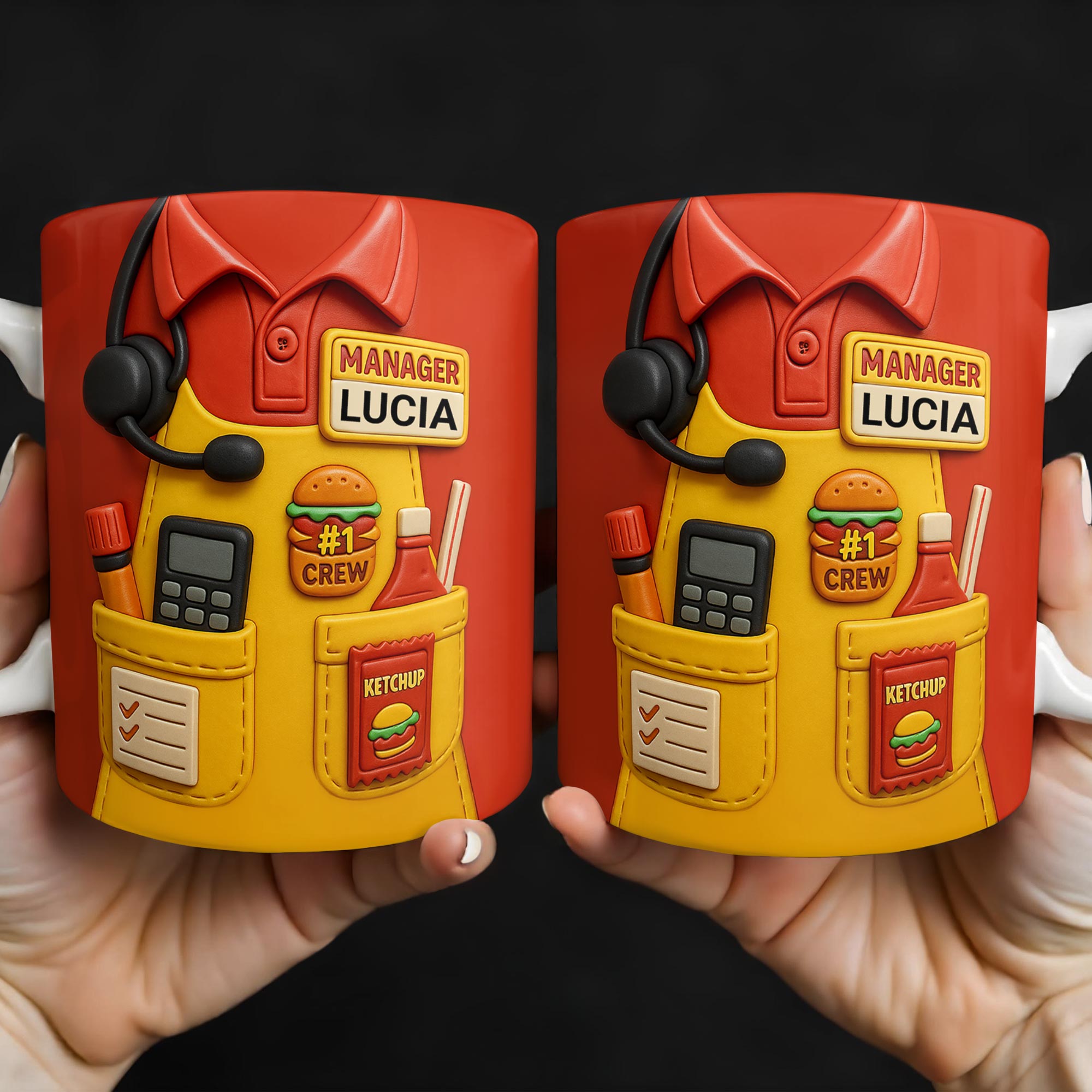 Best Manager Ever Featuring Fast Food Items and Headset