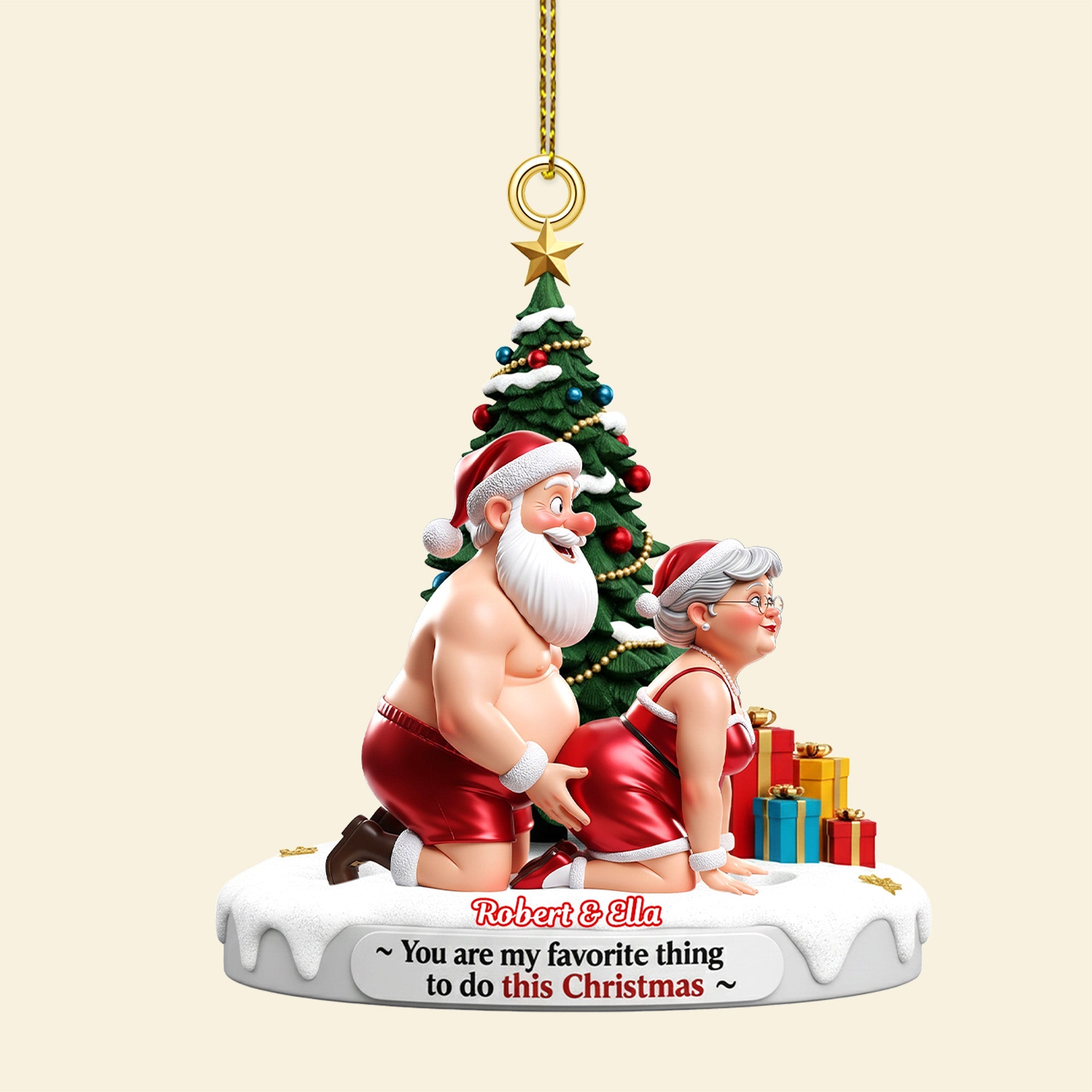 Old Naughty Couple Ornament - Personalized Gifts For Couple Christmas Ornament