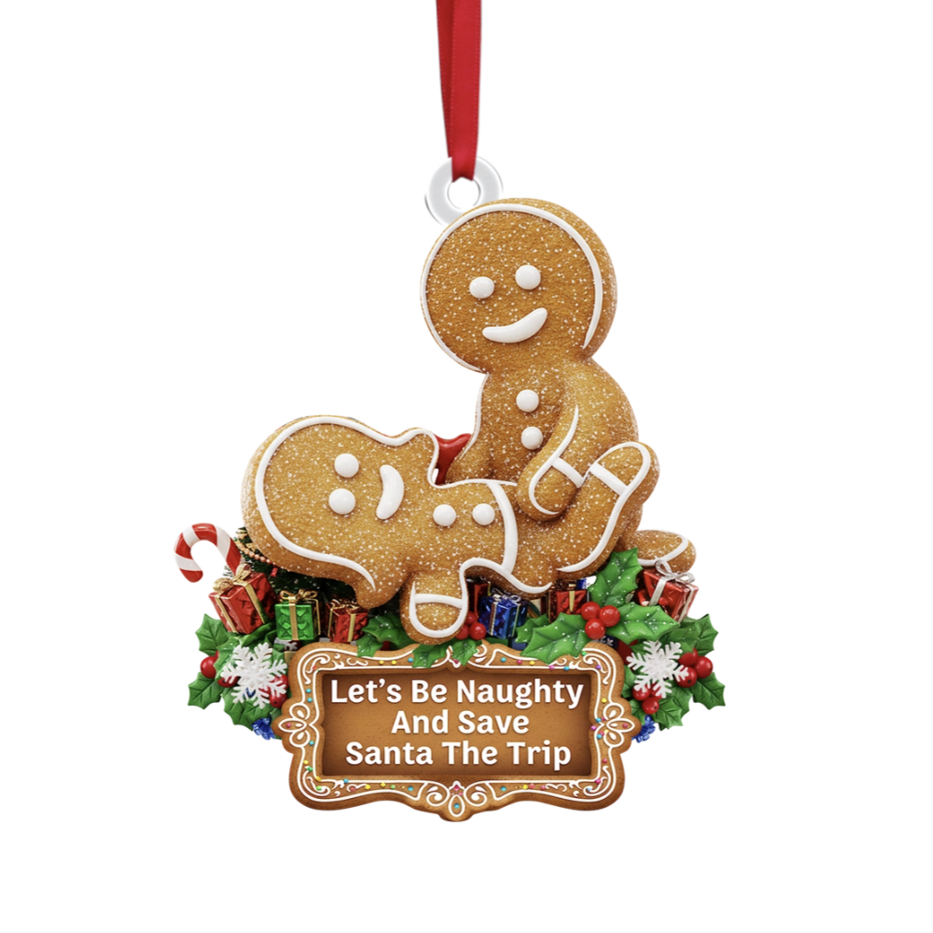 Naughty Gingerbread Couple Christmas Ornament - Personalized Gifts For Couple