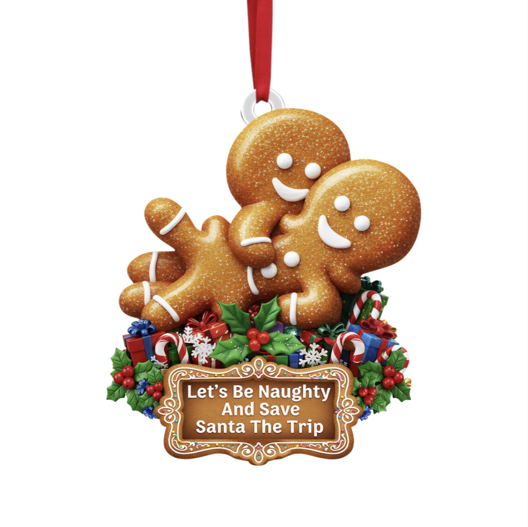 Naughty Gingerbread Couple Christmas Ornament - Personalized Gifts For Couple