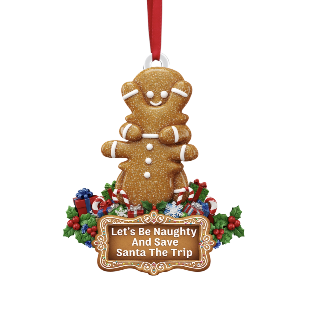Naughty Gingerbread Couple Christmas Ornament - Personalized Gifts For Couple