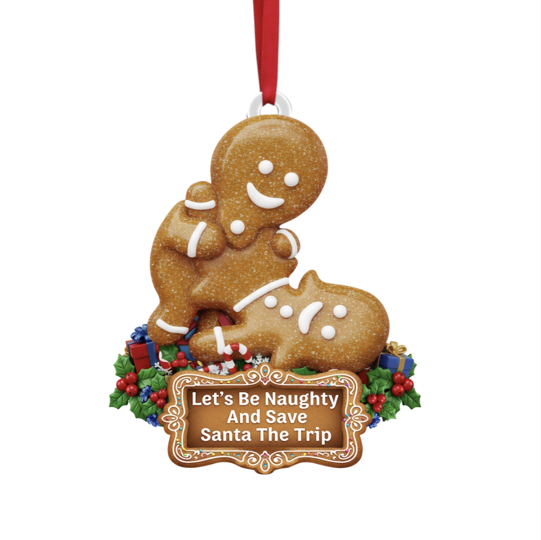 Naughty Gingerbread Couple Christmas Ornament - Personalized Gifts For Couple